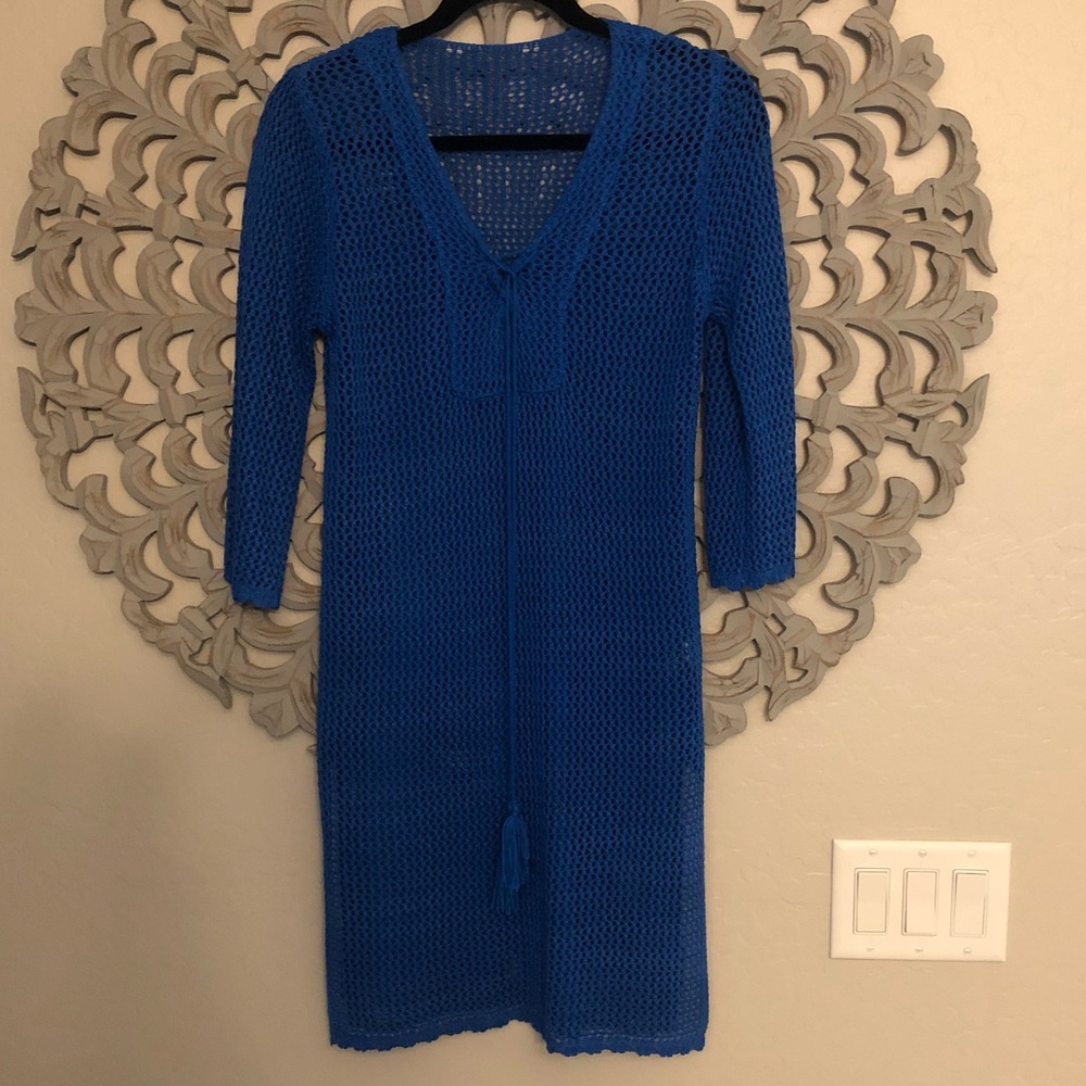 Blue Crochet Tunic Cover Up
